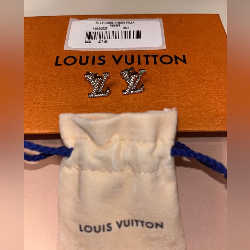 Genuine LV iconic strass palla earrings.